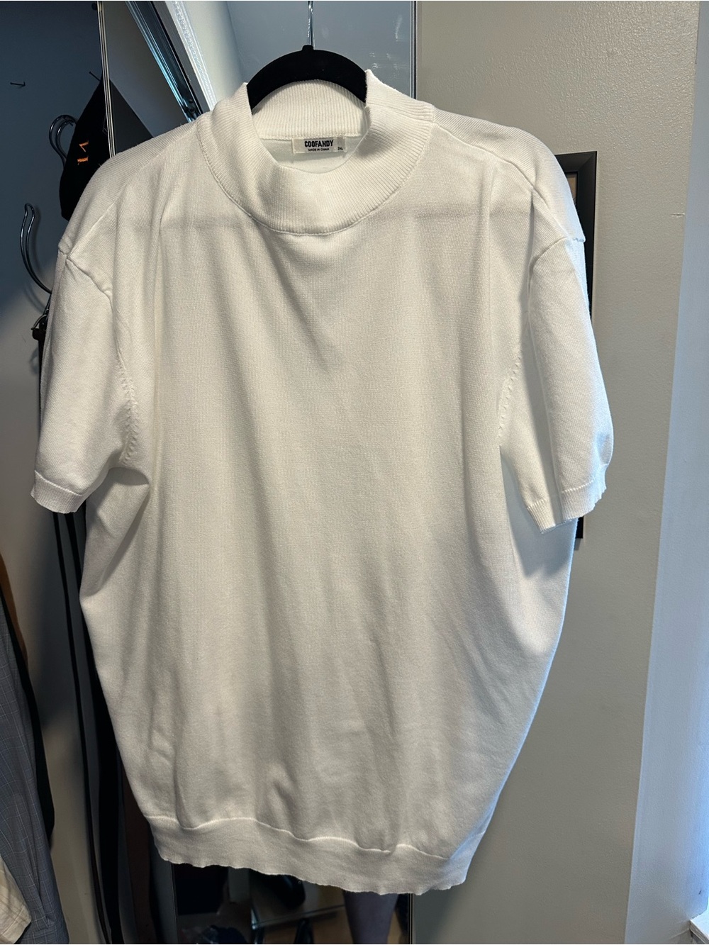 Crewneck Short-Sleeve Knit Sweater - White